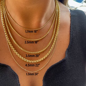 14K Gold Round Box Chain | Round Box | Delicate Gold Box Chain | Unisex Trendy Round Box Chain | 7&quot;-24&quot;