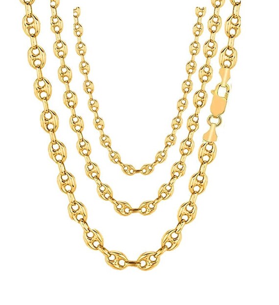 14K Gold Puffed Anchor Mariner Chain 