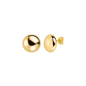14K Gold Button Flat Studs | 14K Solid Gold Pushbacks