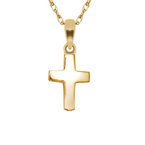 14K Solid Gold Dainty Cross Pendant 