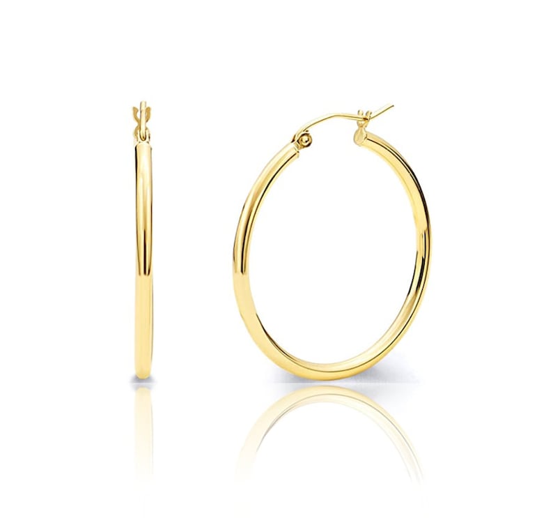 14K Solid Gold Hoops 1.2mm Thick Hoops Stacking Hoops 1.2 Etsy