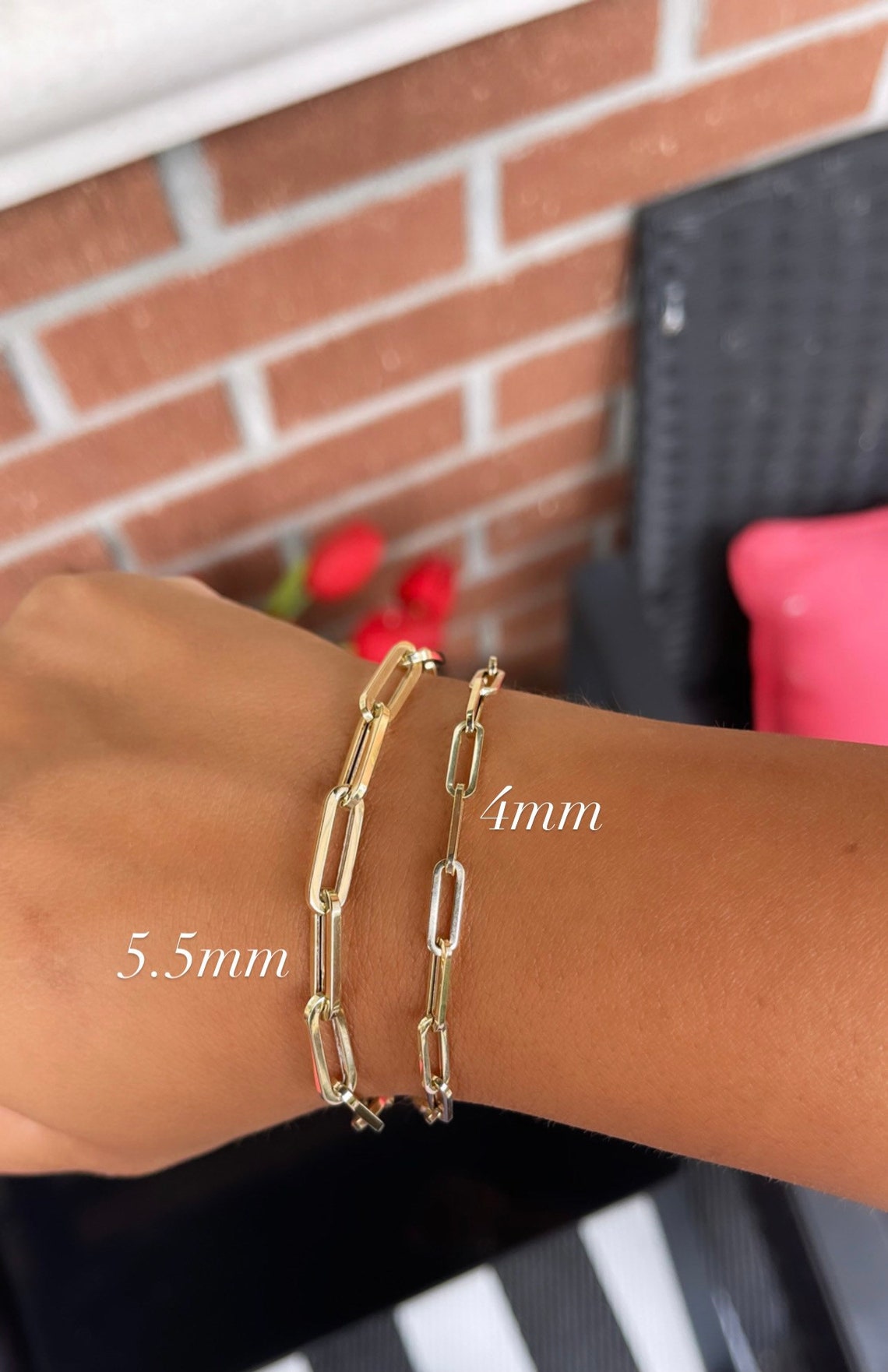 14K Gold Paperclip Bracelets Unisex Paperclip Bracelets Etsy