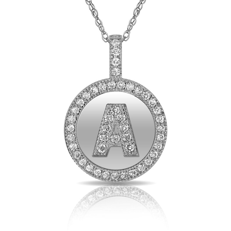 14k charm 14k Pendant 216pW122 Initial Pendant FREE SHIPPING Disc Initial Pendant 14K Pure Solid 12mm White Gold Letters Pendant