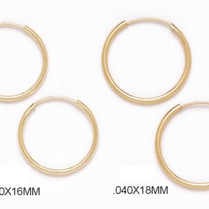 14k Solid Gold Thin Endless Hoops Gold Lightweight Hoops Dainty Hoops 10mm. 12mm. 14mm. 16mm. 18mm. 21mm. 27mm. Thickness 1mm image 5