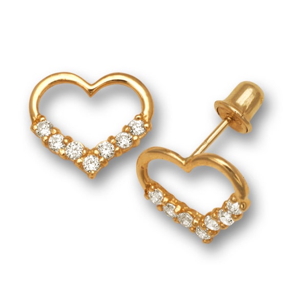 14k Yellow Gold Solid Pink & White CZ Halo Screwback Earrings 14k Yellow Gold Solid Pink & White CZ Halo Screwback Earrings