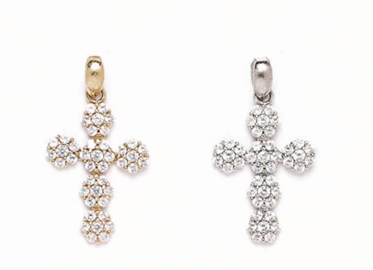 14K Pure Solid Yellow/white Gold Fancy Cross Pendant. With - Etsy