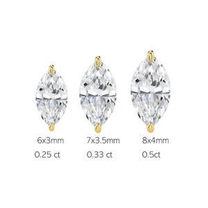 14K Gold Marquise CZ Stud Earrings | Minimalist Solitaire