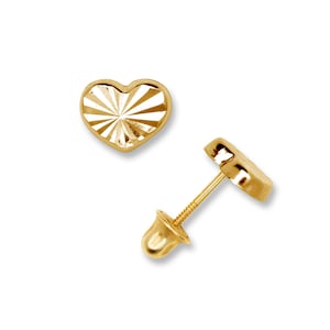 14K Solid Gold Heart Studs | 5 mm screw back Studs | 14K Gold Heart Screwback Earrings