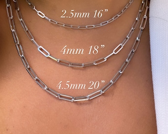 14K White Gold Paperclip Chain | Paperclip Chains | 14K Gold Chains | Paperclip 14" 16" 18" 20" 22" 24" Chains |