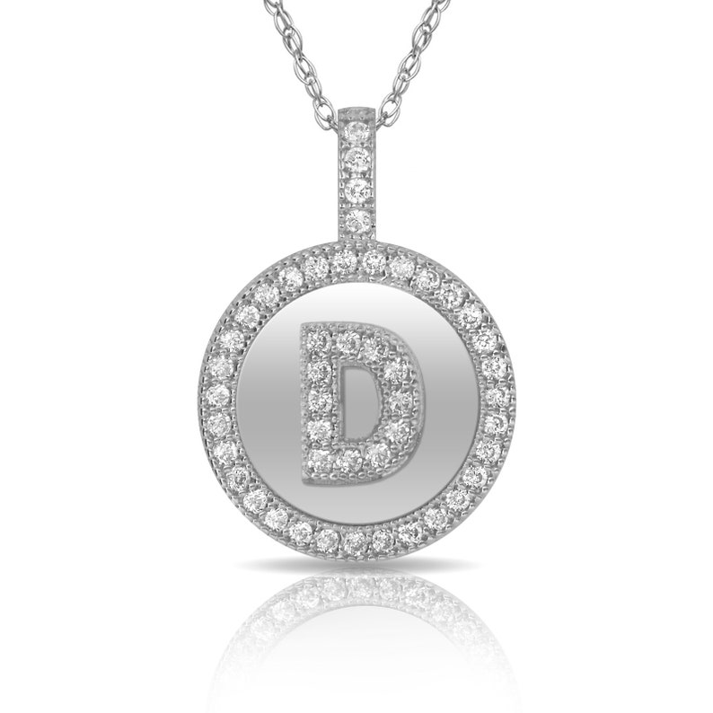 14k charm 14k Pendant 216pW122 Initial Pendant FREE SHIPPING Disc Initial Pendant 14K Pure Solid 12mm White Gold Letters Pendant