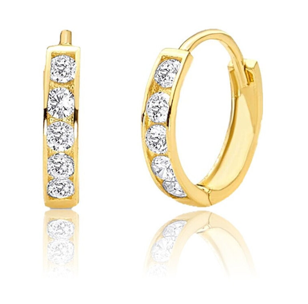 Scarlett Hoop Gold 12mm CZ Huggie Earrings main image 1