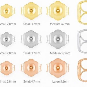 14K Solid Gold Push Backs. Replacement Backing- Butterfly Earring Backs- One Pair Of Earring Backs- Rose Gold Backs-Yellow Gold Push Backs.