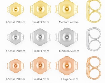 14K Solid Gold Push Backs. Replacement Backing- Butterfly Earring Backs- One Pair Of Earring Backs- Rose Gold Backs-Yellow Gold Push Backs.