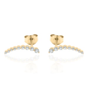 14K Solid Gold Diamond Ear Climber | Diamond Pave Ear Climber | Elegant Diamond Ear Climber |