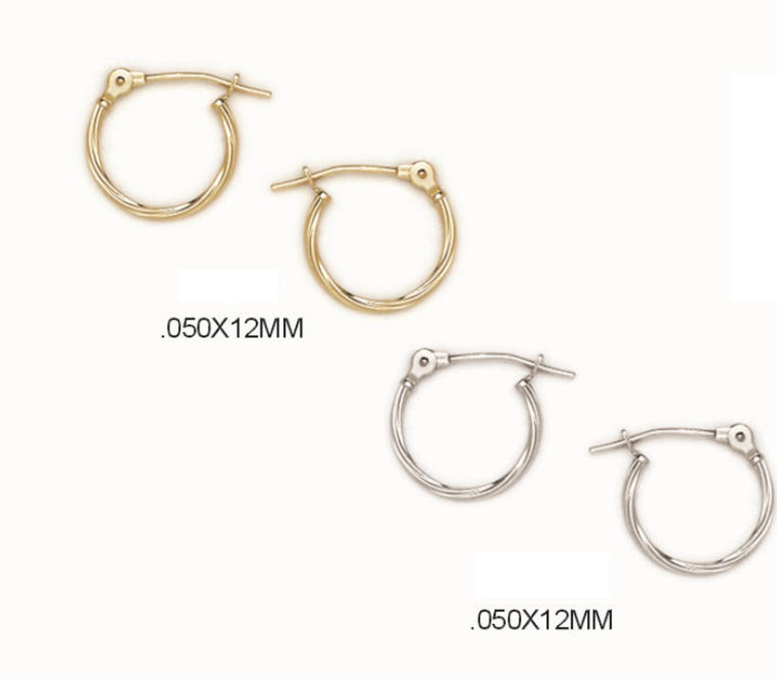 14K Solid Gold Hoops 1.2mm Thick Hoops Rope Gold Hoops Etsy