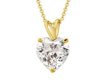 JewelStop 14K Solid Yellow Gold Open Love Heart Round Brilliant Cut CZ Cubic Zirconia Large Pendant Charm JewelStop 14K Solid Yellow Gold Open Love Heart Round Brilliant Cut CZ Cubic Zirconia Large Pendant Charm