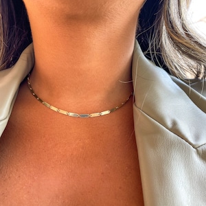 Solid 14K Gold Bar Link Chain | 2.8mm Bar Chain | 14K Gold Bar Chain | Mirror Chain | Dainty Bar Chain | Stacking Chain
