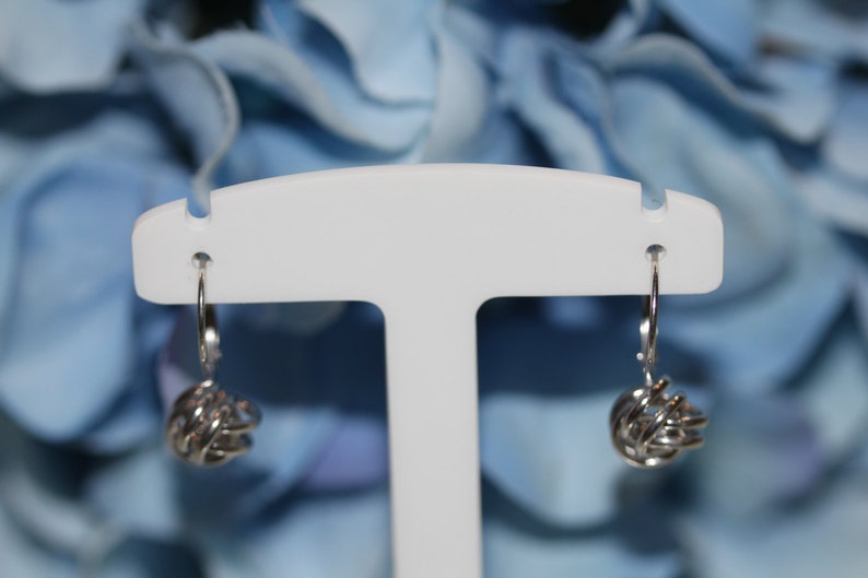14K Pure Solid White/Yellow Gold Knot Dangle Drop Leverback Earrings (Available in Multiple Sizes) image 4