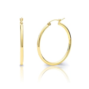 14K Solid Gold Hoops | 2mm Thick Hoops| Stacking Hoops | 2mm Hinge Hoops Earrings | Trendy Hoops | 12mm 14mm 16mm 18mm 20mm 22mm 25mm 30mm
