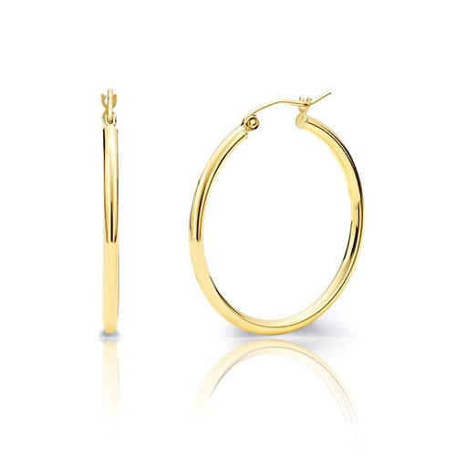 14K Solid Gold Hoops 1.2mm Thick Hoops Stacking Hoops 1.2 Etsy