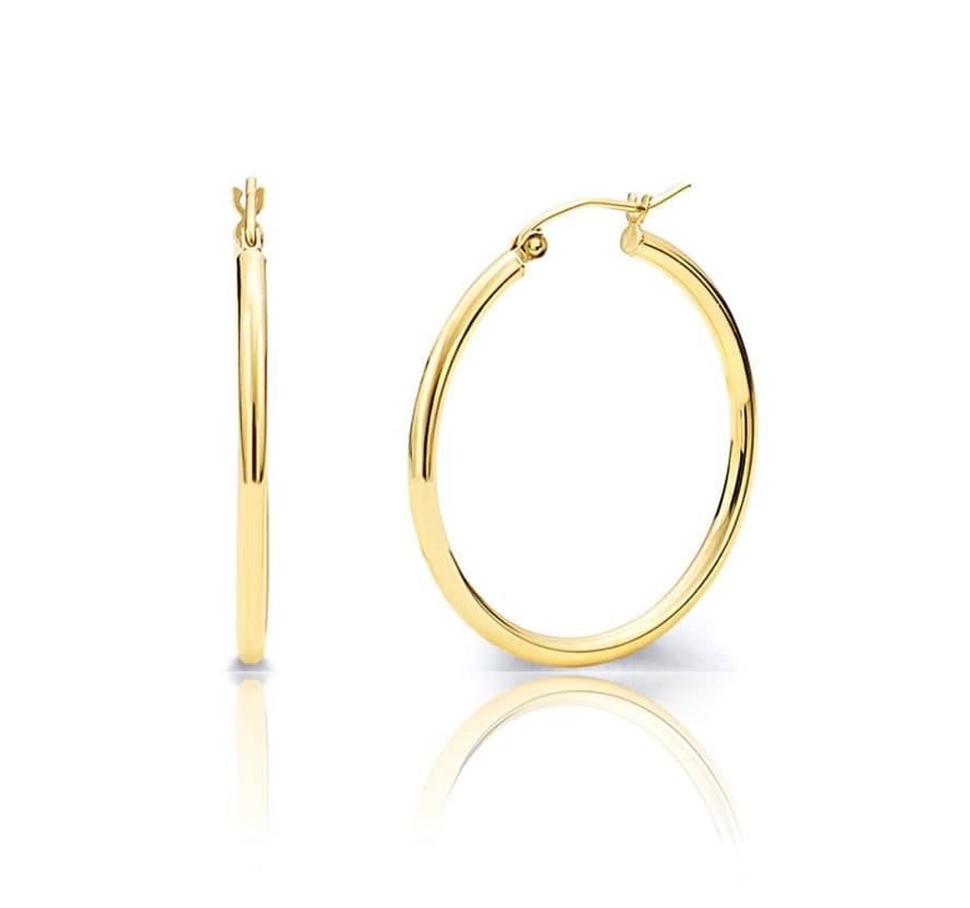 14k Yellow Gold 2mm Thickness Hinged Hoop Earrings 10 Different Size Available