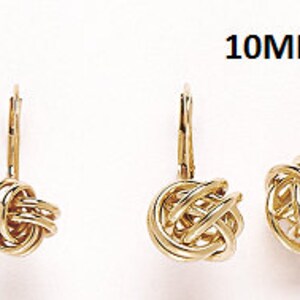 14K Pure Solid White/Yellow Gold Knot Dangle Drop Leverback Earrings (Available in Multiple Sizes) image 2