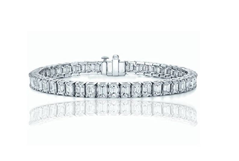 Mothers Day Gift Sterling Silver Emerald Design Fancy Tennis Bracelet Set With Triple A Cubic Zirconia