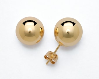 14K Yellow Gold Ball Push Back Studs- Tiny Earring Stud- Dainty Ball Stud- Second Hole Earrings- Gold Ball Stud -Available In 2mm-10mm