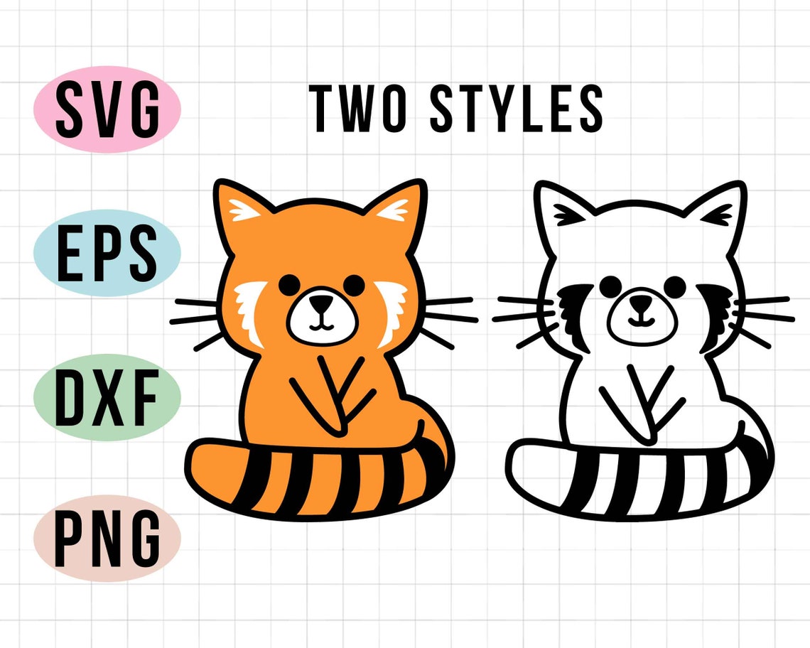 Cute Red Panda Svg Kawaii Red Panda Svg Black Outline Etsy New Zealand