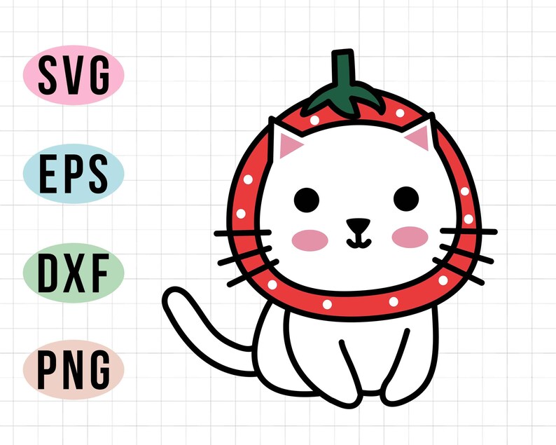 Cute Cat Layered Svg Strawberry Cat Png Clipart Kitty Sublimation