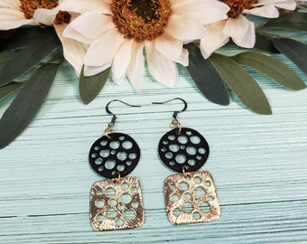 Black and gold simple elegance earrings