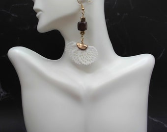 Wood and Lace Earrings