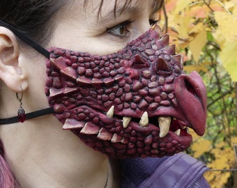 Deluxe Dragon Face Mask, Fantasy Reptile Skeksis Monster Creature Mask for Everyday, Halloween, LARP or Cosplay