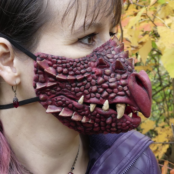 Deluxe Dragon Face Mask, Fantasy Reptile Skeksis Monster Creature Mask for Everyday, Halloween, LARP or Cosplay