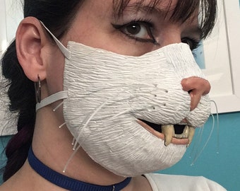 Cat Face Mask - Unique Latex Face Mask with Cotton Lining - Feline Animal Face Cover for Everyday, Halloween or Cosplay