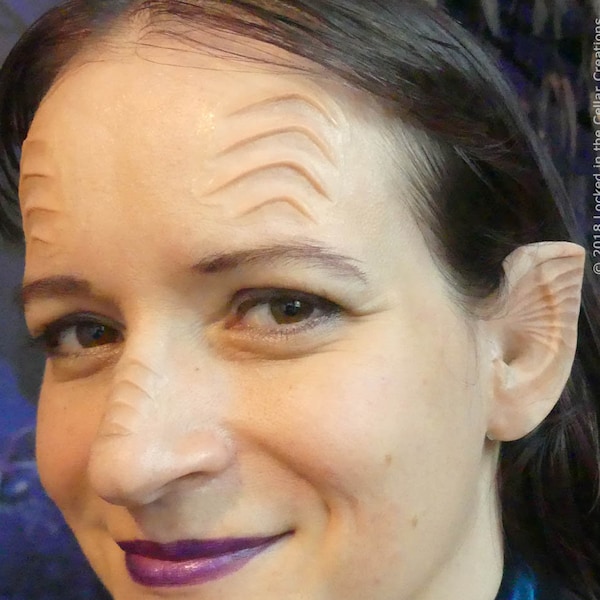 Alien or Mermaid Ridges Prosthetic Set with Ears for Sci-fi or Fantasy Cosplay (eg. Alara Kitan from The Orville) 5 piece SFX makeup