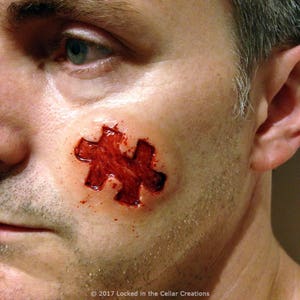 Jigsaw Puzzle Piece Prosthetic, SAW Movie Horror SFX Make-up, Funny Halloween Injury Appliance image 2