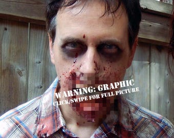 Rotten Zombie Mouth prosthetic, Realistic Lip Decay Injury Make-up, Detailed Zombie Teeth Prosthetic Appliance, Horror Halloween Makeup