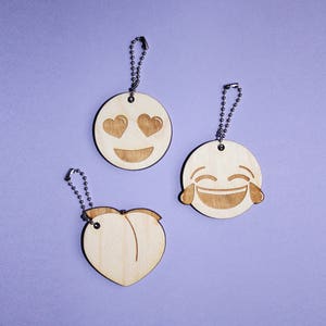 Emoji Wood Keychains image 1