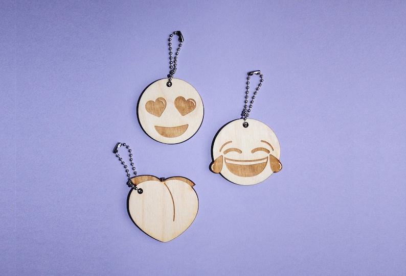 Emoji Wood Keychains image 1