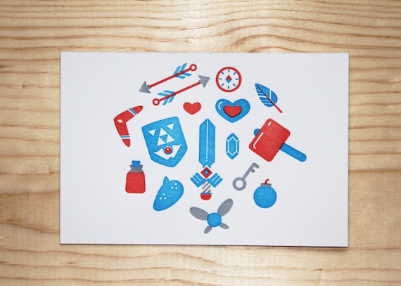 Zelda Vector Icons Letterpress Print Etsy