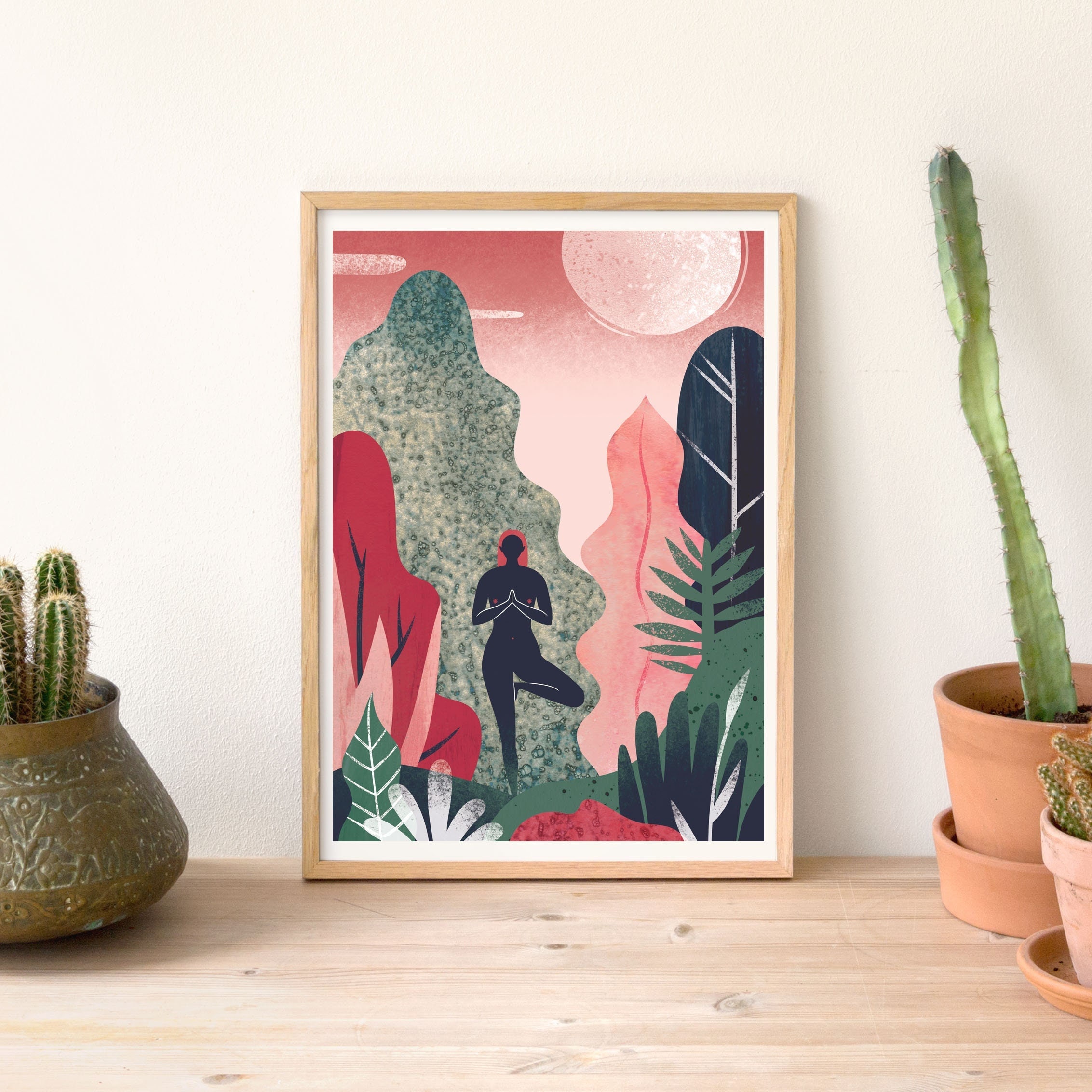 A3 Art Mural, Impression d'illustration, Mon Corps Est Mon Temple, Yoga Tree Pose