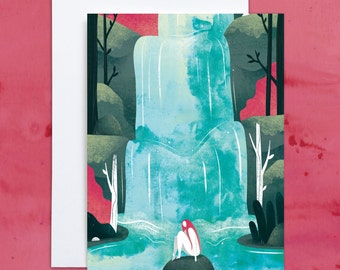 Greeting Card, Illustration, My Body Is My Temple, Waterfall