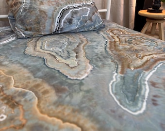 Hand-Dyed Geode Tie-Dye Sheet Set: STONE, Twin Size