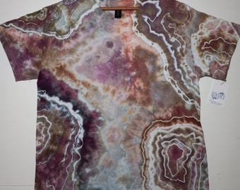 Hand-Dyed Geode Ice Tie-Dye T-shirt: Men's Size M, Earthscapes, "Lilac Sky"