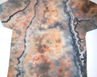 Hand-Dyed Geode Tie-Dye T-shirt: Men's Size 2XL, Earthscape, "Outback Adventure"