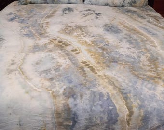 Hand-Dyed 100% Organic Cotton Ice Tie-Dye Duvet Cover Set: Cal King, "Clear Sea"