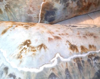 Hand-Dyed Pillowcases (Set of 2) Ice Tie-Dye : King Size, "Winter Rains"