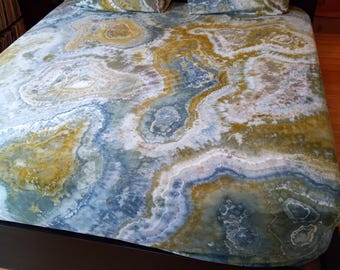 Hand-Dyed Ice Tie-Dye Sheet Set: King Size, "River"