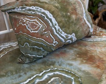 Hand-Dyed Geode Ice Tie-Dye Sheet Set: Earth Tones, DESERT, Twin Size